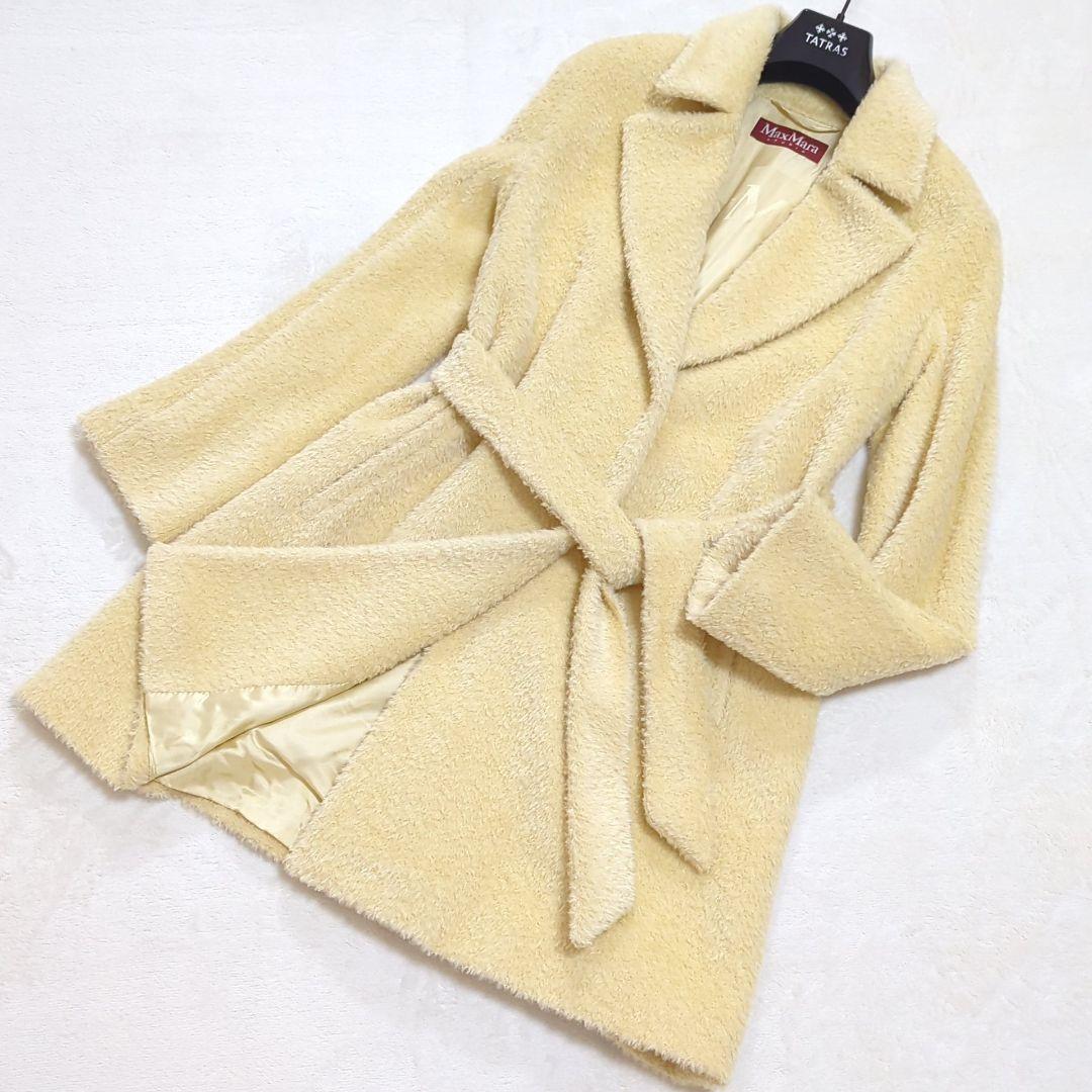 そ*ぴ様 未使用級 マックスマーラ 希少色クリーム アルパカ シャギー ベルテッ