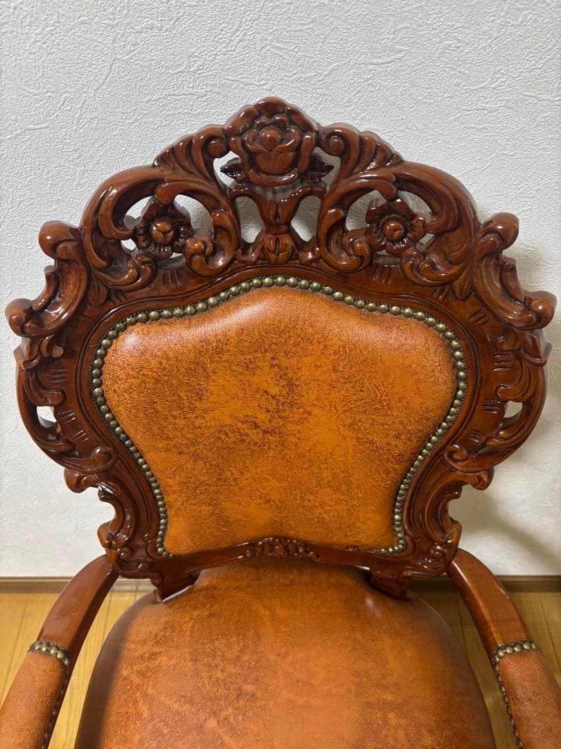 革張アンティークチェア 肘掛け付 古録展 送料無料⓵