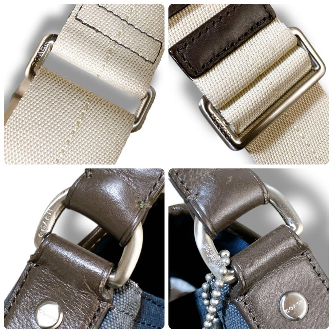 コーチ 大容量 A4収納可 斜め掛け可 デニム メッセンジャーバッグ ネイビー