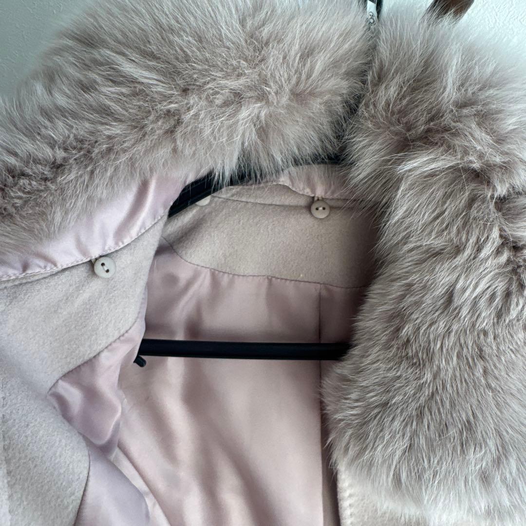 カシミヤコート　カシミヤ100% レディースコート　フォックスファー