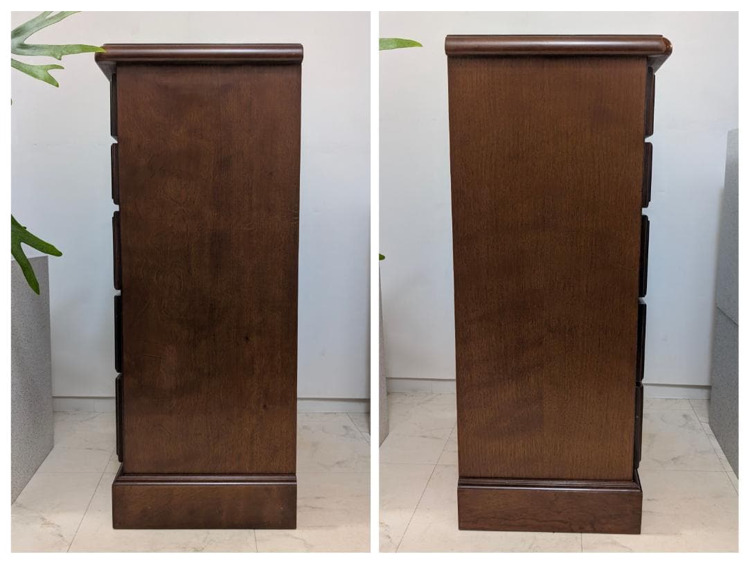 ウッド チェスト 木製 引き出し 5段 無垢材 国産 ビンテージ ブラウン