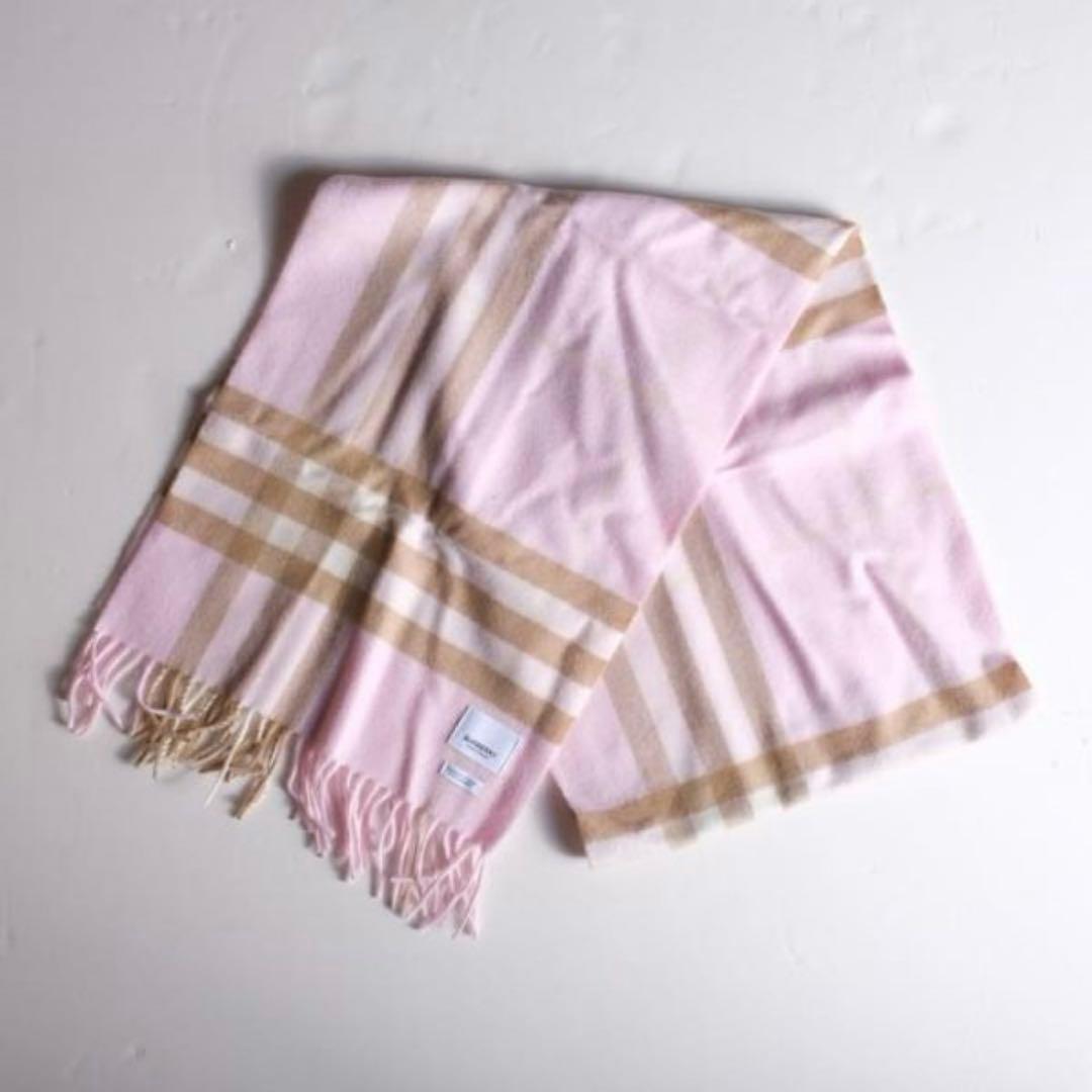 極美品☆現行☆バーバリー☆マフラー☆箱付☆ピンク☆ノバチェック柄☆カシミヤ☆