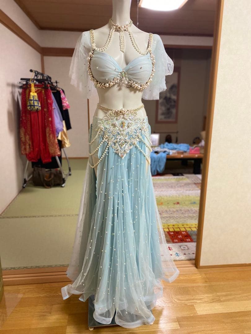 ベリーダンス セットアップ 水色