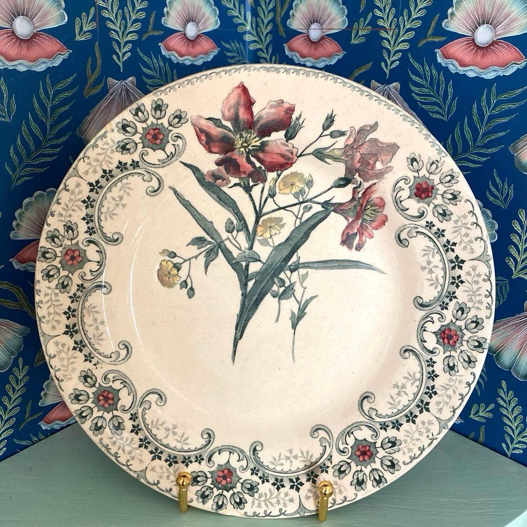 フランス アンティーク ショワジールロワ 切り花　平皿プレート【要確認】C