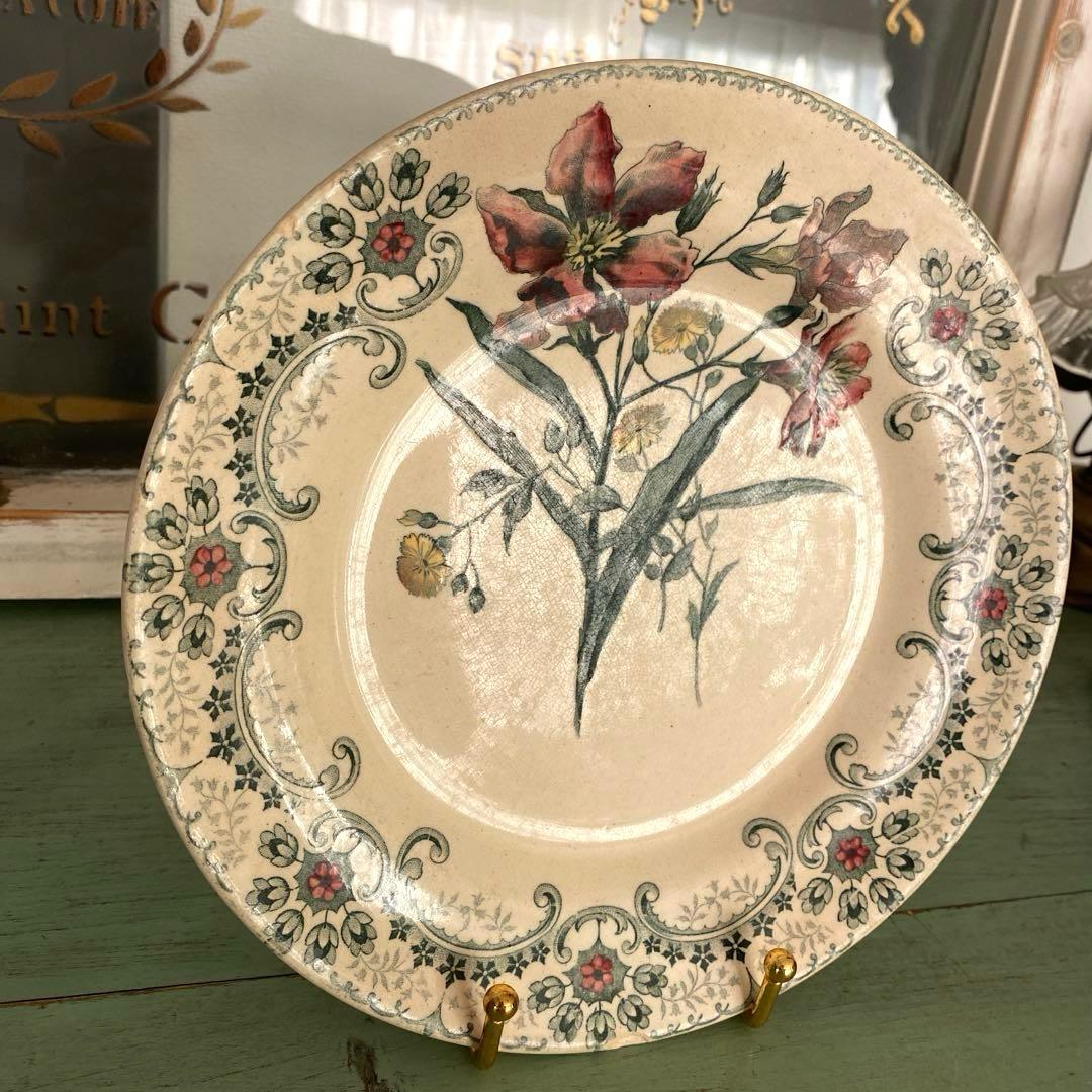 フランス アンティーク ショワジールロワ 切り花　平皿プレート【要確認】C