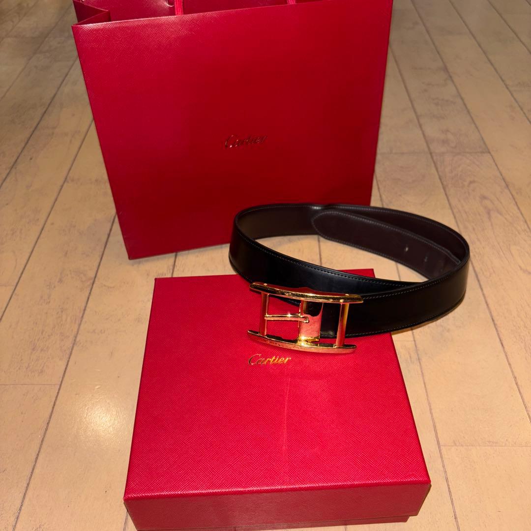 Cartier カルティエ ベルト タンク　レザーベルト　リバーシブル　ゴールド