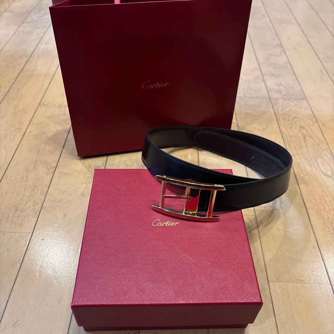 Cartier カルティエ ベルト タンク　レザーベルト　リバーシブル　ゴールド