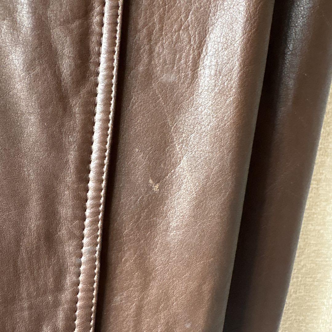 REGINA 本革レザー　ロングコート　ヴィンテージ　リアルファー　ブラウン　9