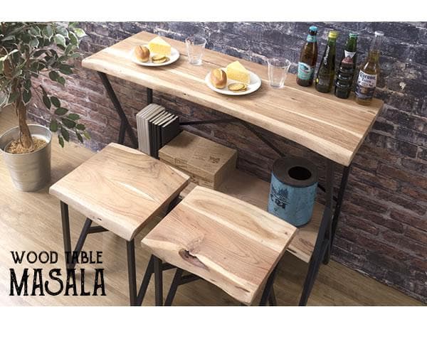 おしゃれ 北欧テイスト アンティーク風 棚付き 幅広 カウンターテーブル