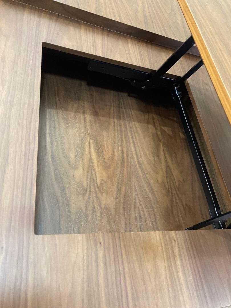 ニトリ　昇降リビングテーブル（Nヒバリ120MBR）ブラウン 天板リフトアップ