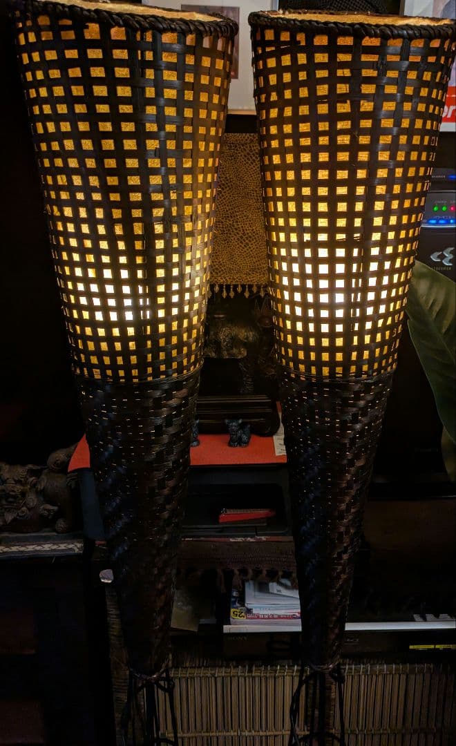 バンブーフロアトールランプ　ダークブラウン2台