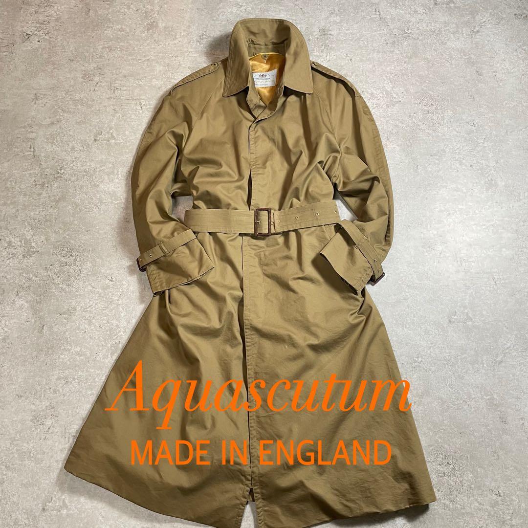 【美品 英国製】Aquascutum シングルトレンチコート マキシ丈