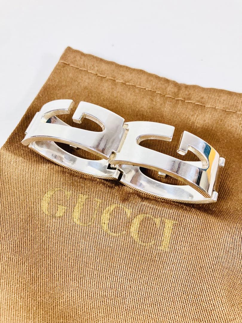 【超美品】GUCCI Gロゴブレスレット（実寸17cm）男女兼用 シルバー925