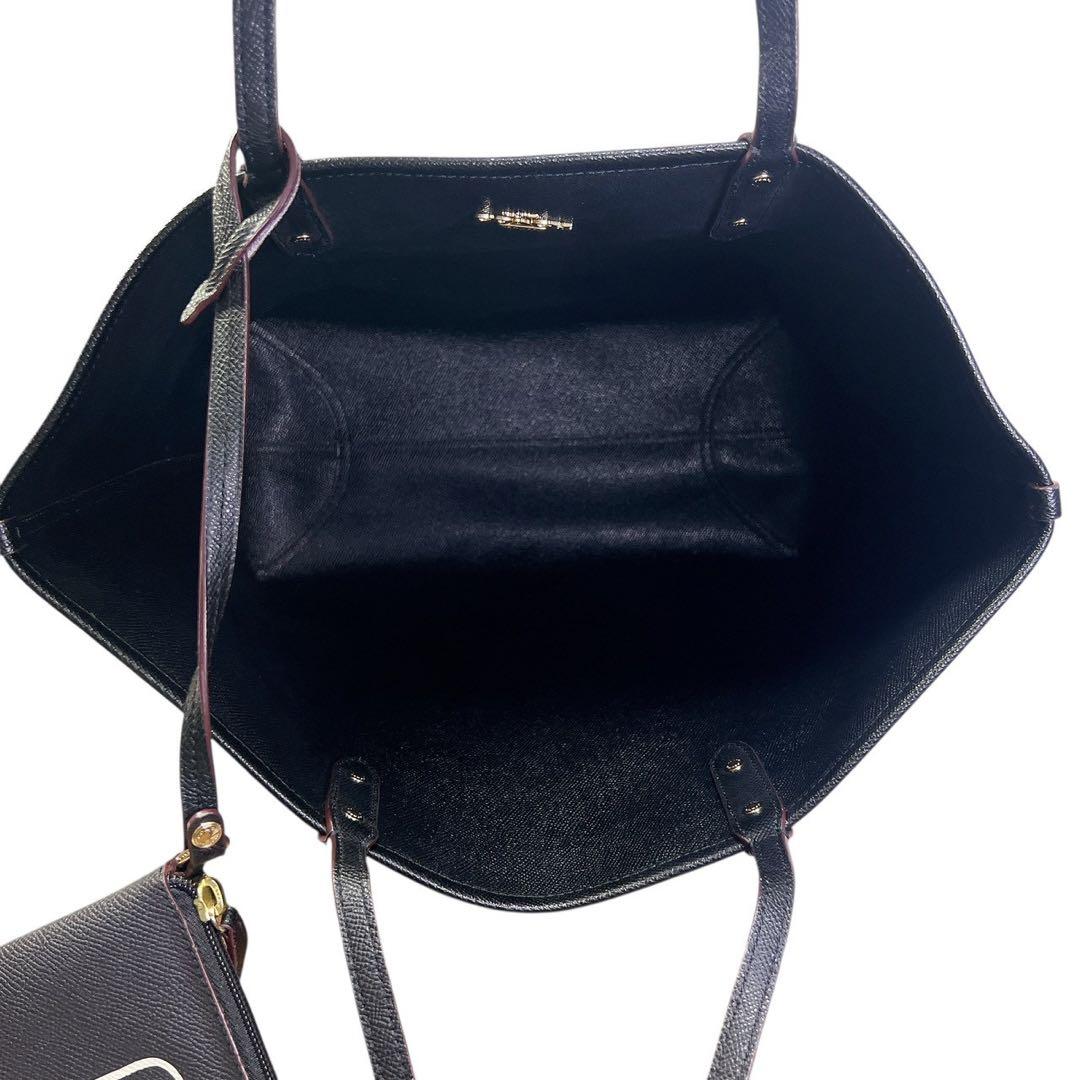 美品 COACH コーチ ブラウン トートバッグ ポーチ付き シグネチャー