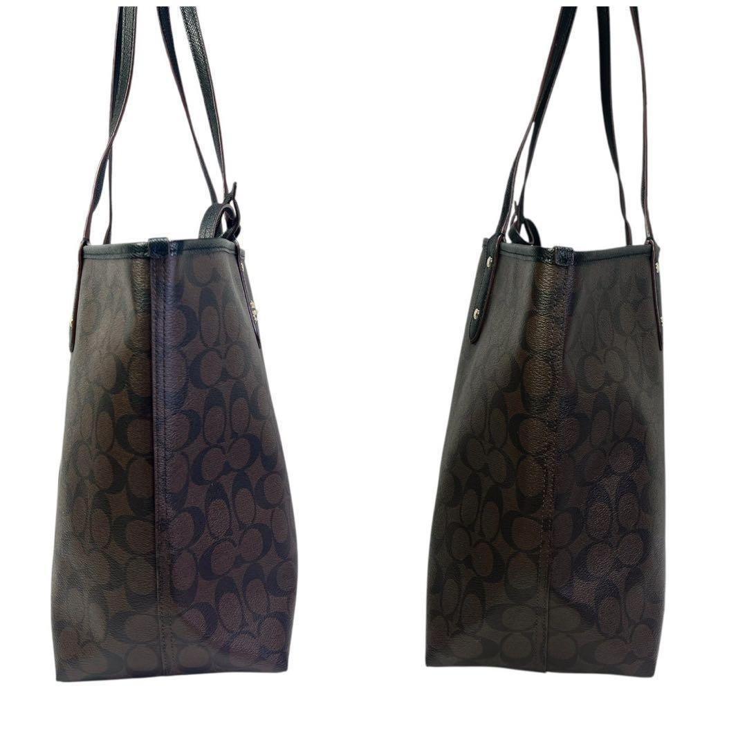 美品 COACH コーチ ブラウン トートバッグ ポーチ付き シグネチャー