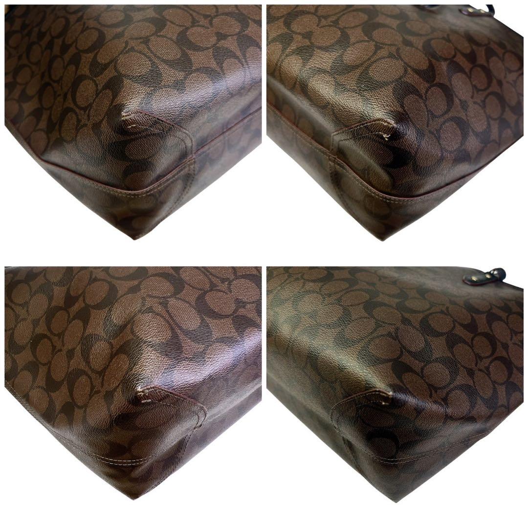 美品 COACH コーチ ブラウン トートバッグ ポーチ付き シグネチャー