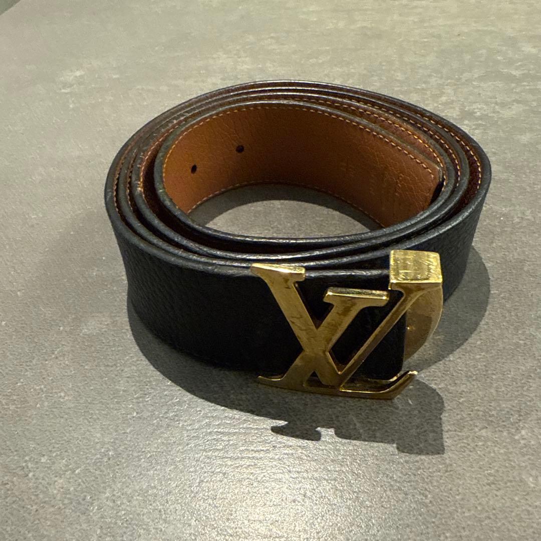 ルイヴィトンサンチュール LVロゴバックル レザーベルト　125cm