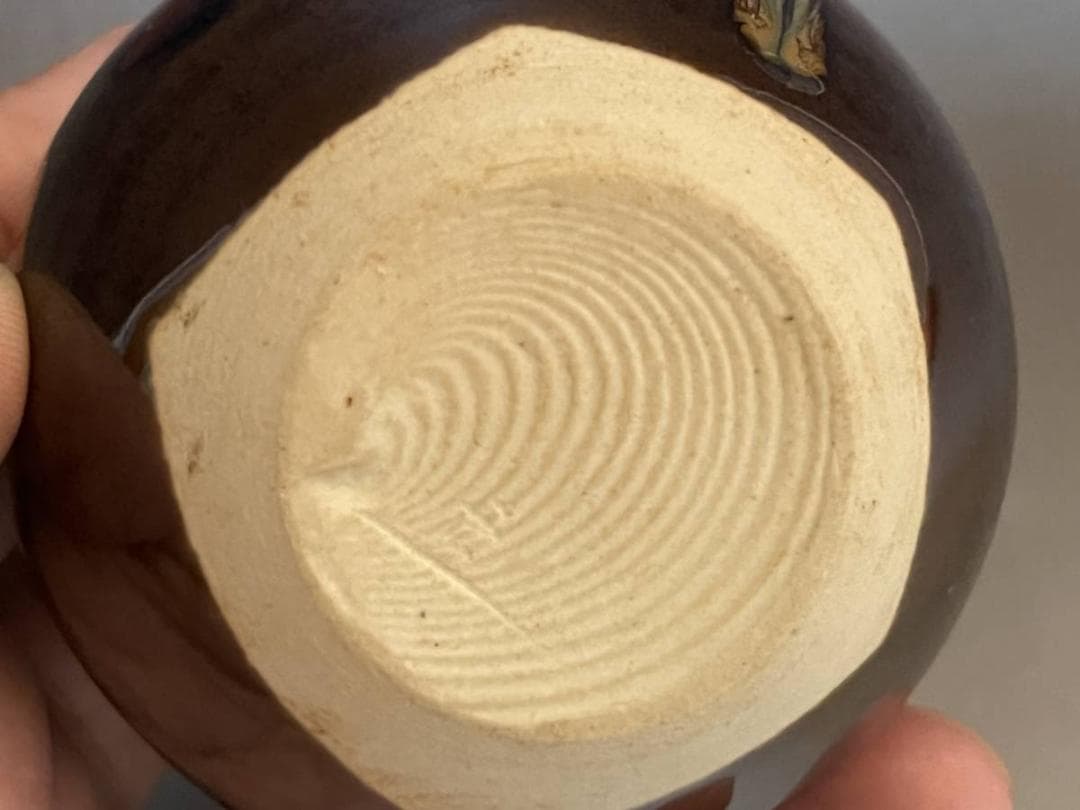 茶入■文琳茶入【洛東定一作】飴釉 糸切高台 お茶道具 古美術 時代物 骨董品■