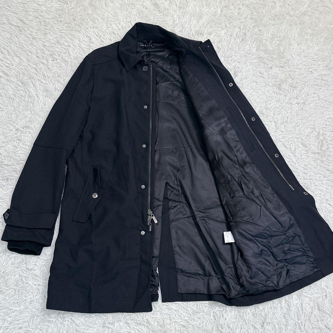 Theory　セオリー　メンズ　ステンカラーコート　黒　40 ダブルジップ