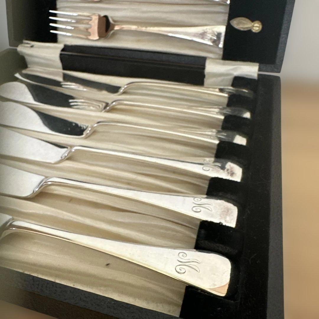 英国製純銀 フィッシュ ナイフ フォーク 12点