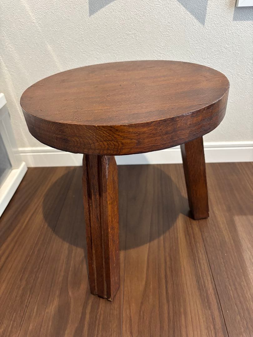 木製円形スツール ダークブラウン　FILM Vintage