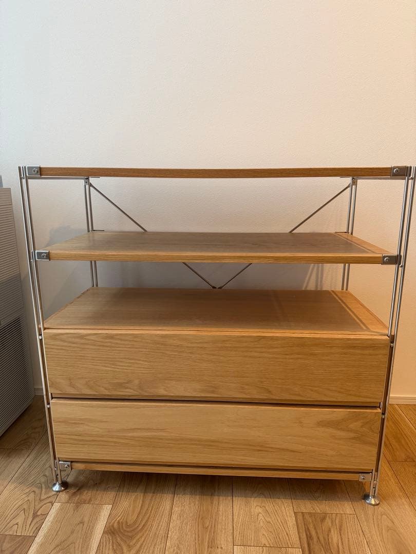 【美品】無印良品　ステンレスユニットシェルフ　引き出し付き