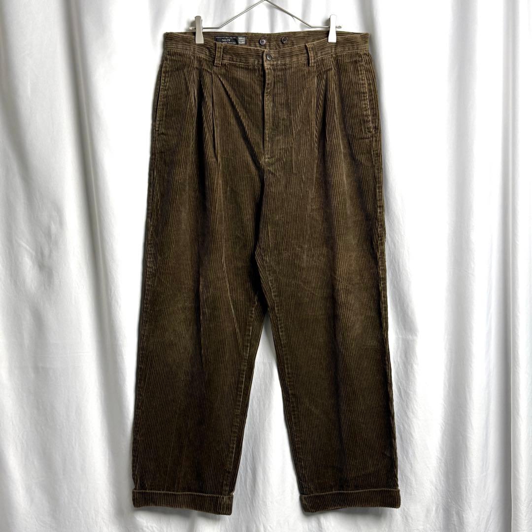 90s GAP 2タック 太畝 コーデュロイ パンツ W35×L29 ブラウン