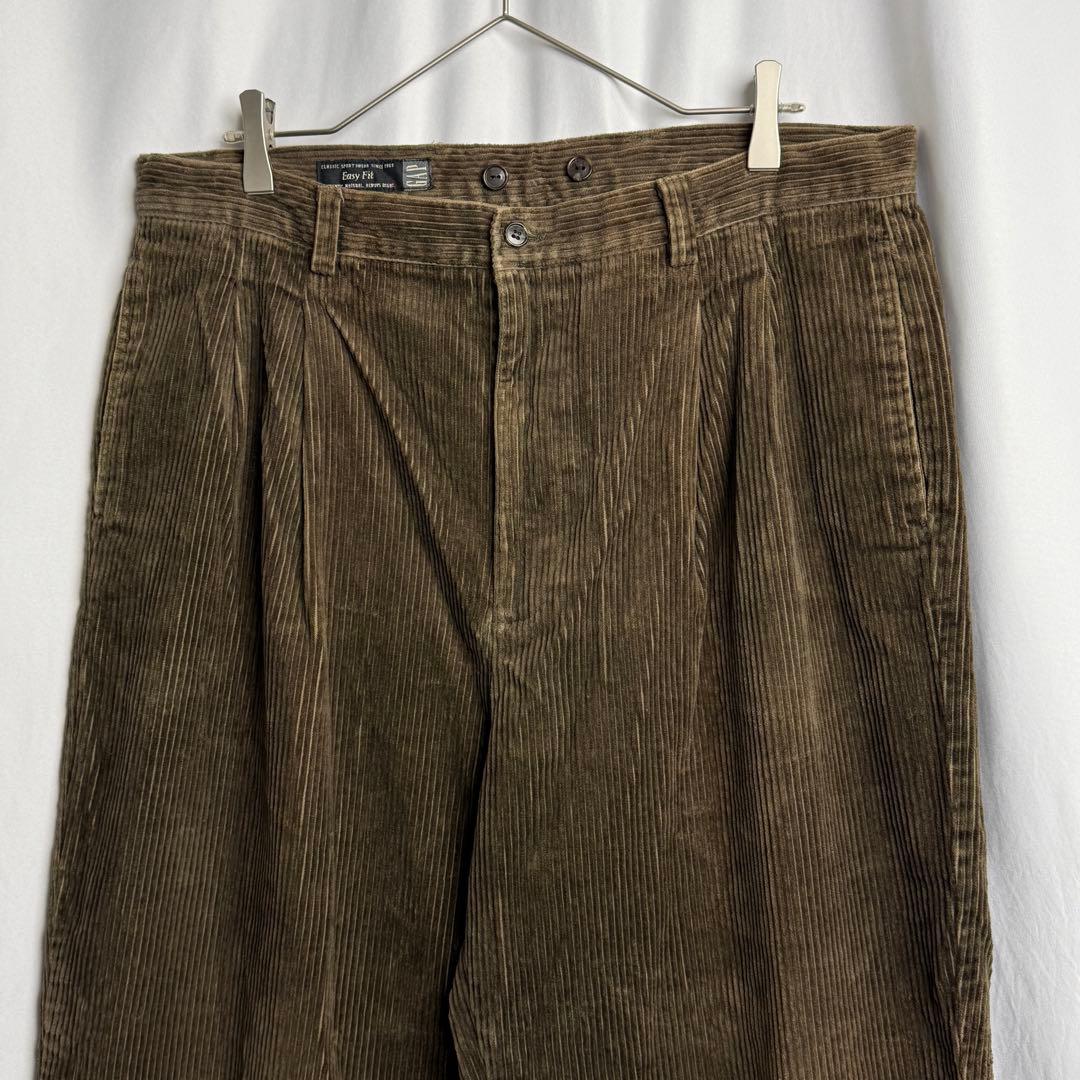 90s GAP 2タック 太畝 コーデュロイ パンツ W35×L29 ブラウン