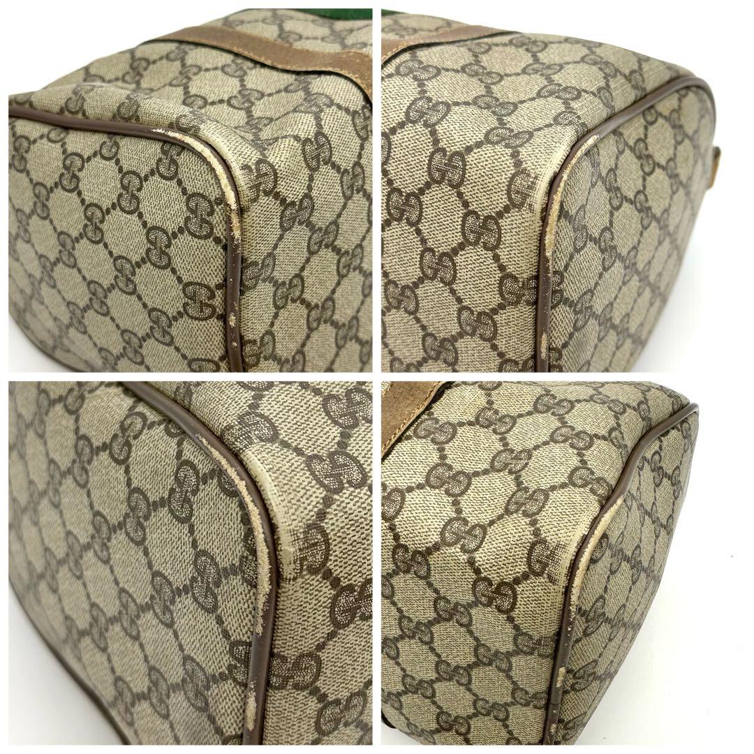 GUCCI グッチ ボストンバッグ GG柄 PVC レザー シェリーライン