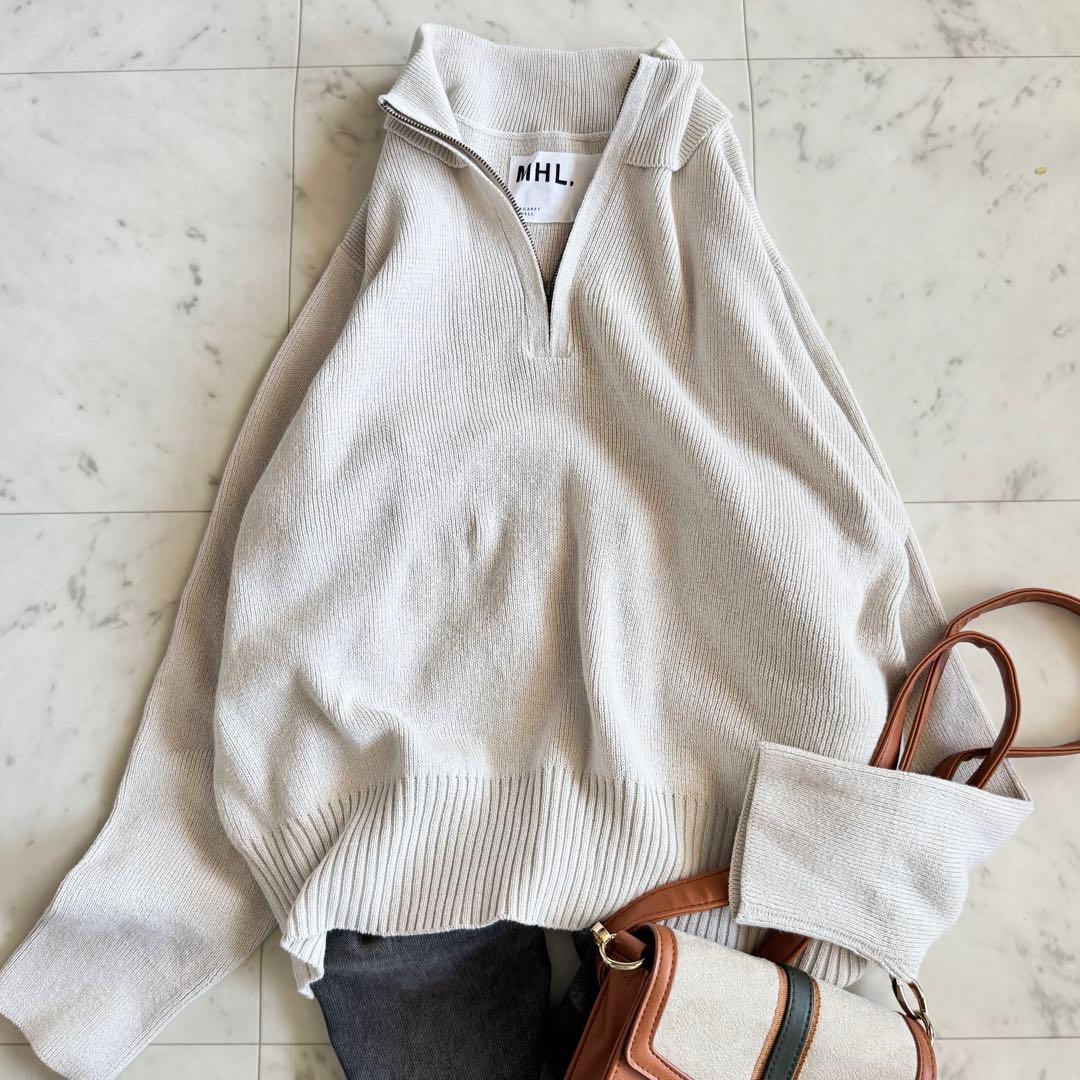 マーガレットハウエル　洗える　コットンニット　ハーフジップ　プルオーバー