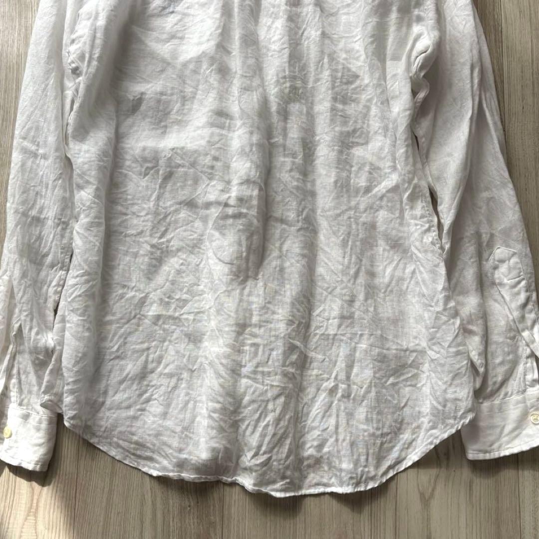 ポロラルフローレン リネン100% 長袖シャツ S ホワイト ポニー刺繍 近年