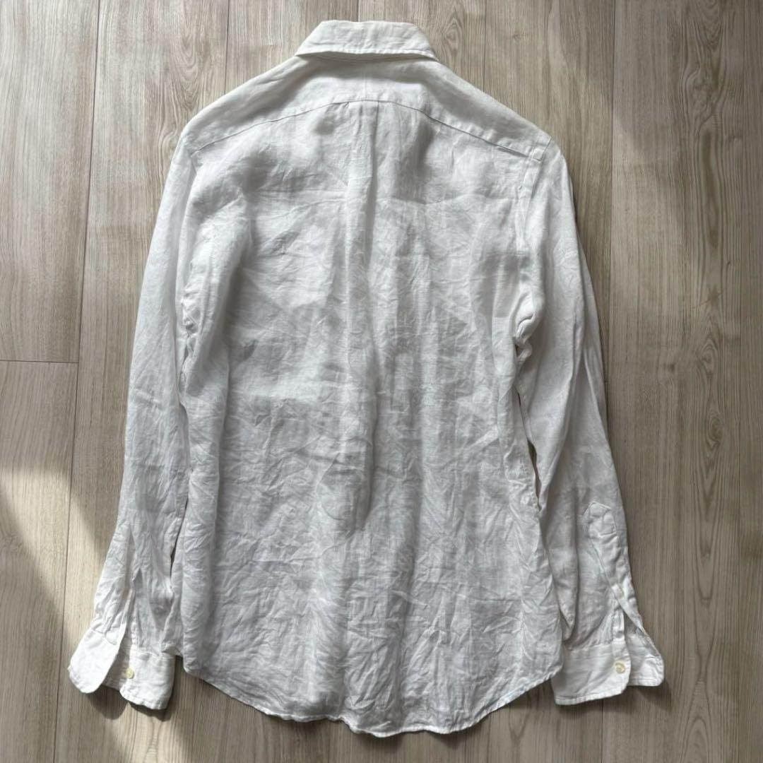 ポロラルフローレン リネン100% 長袖シャツ S ホワイト ポニー刺繍 近年