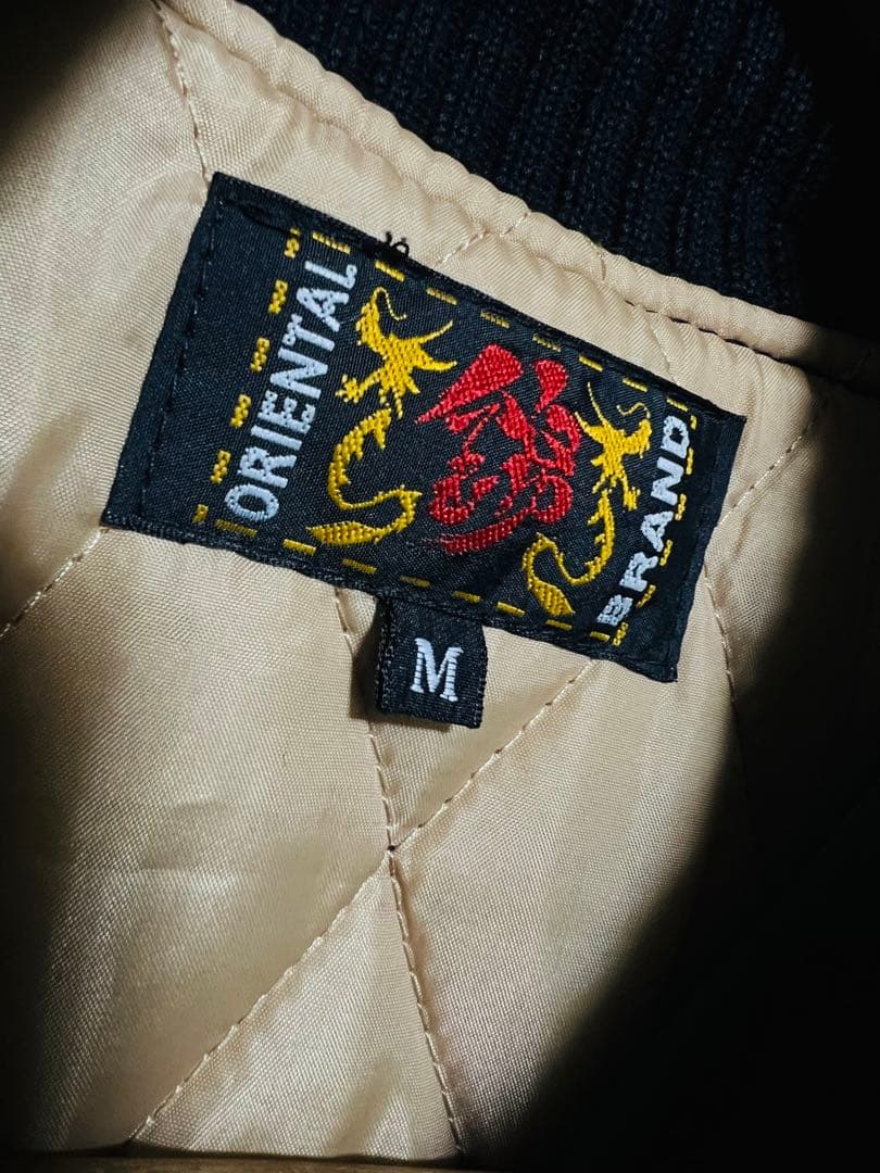 極限定 錦 スカジャン 切り替え 本革レザー 伝説銀鳳凰 銀 刺繍 絡繰魂 黒