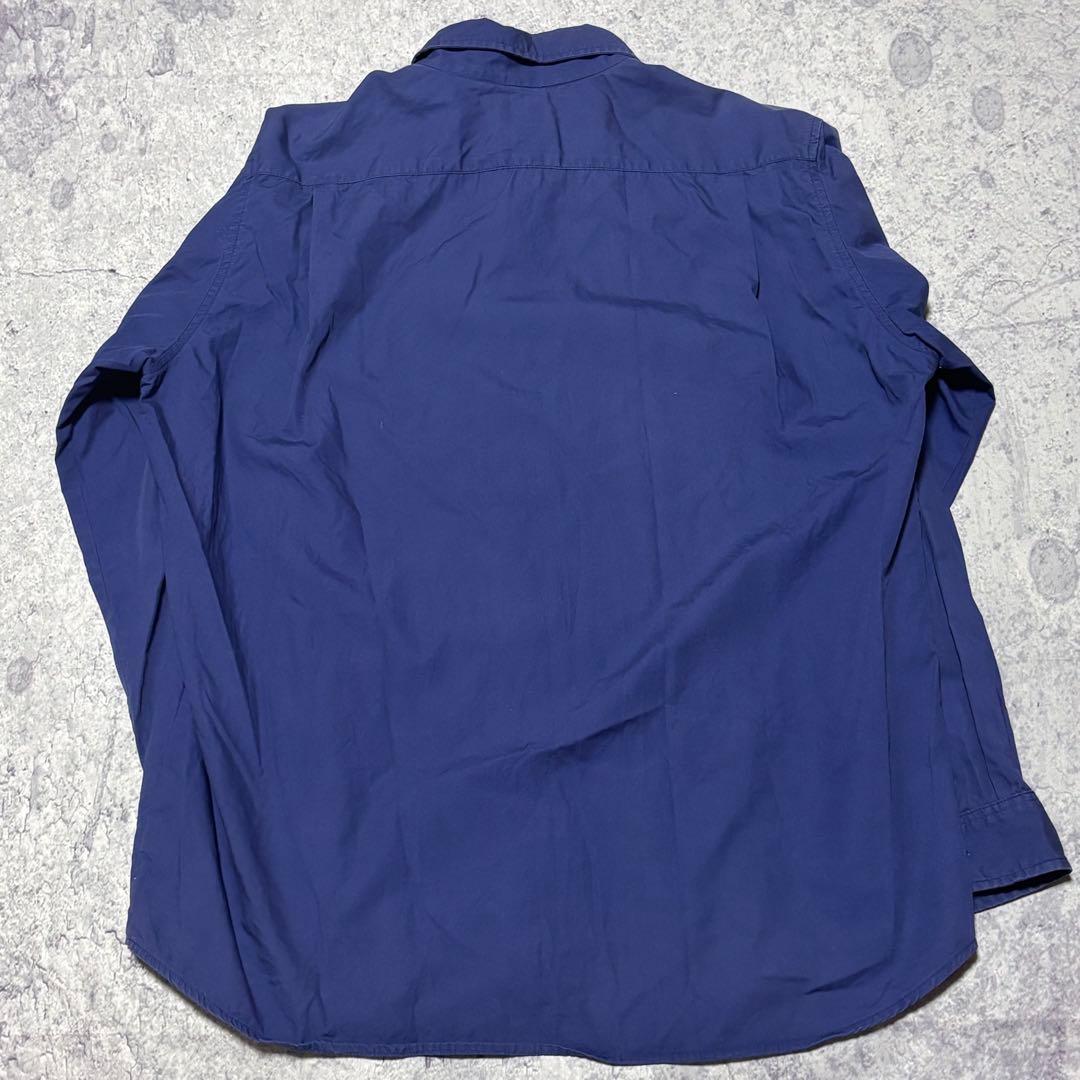 【希少】90s USA製 OLD STUSSY 紺タグ 長袖シャツ 開襟 ナス紺