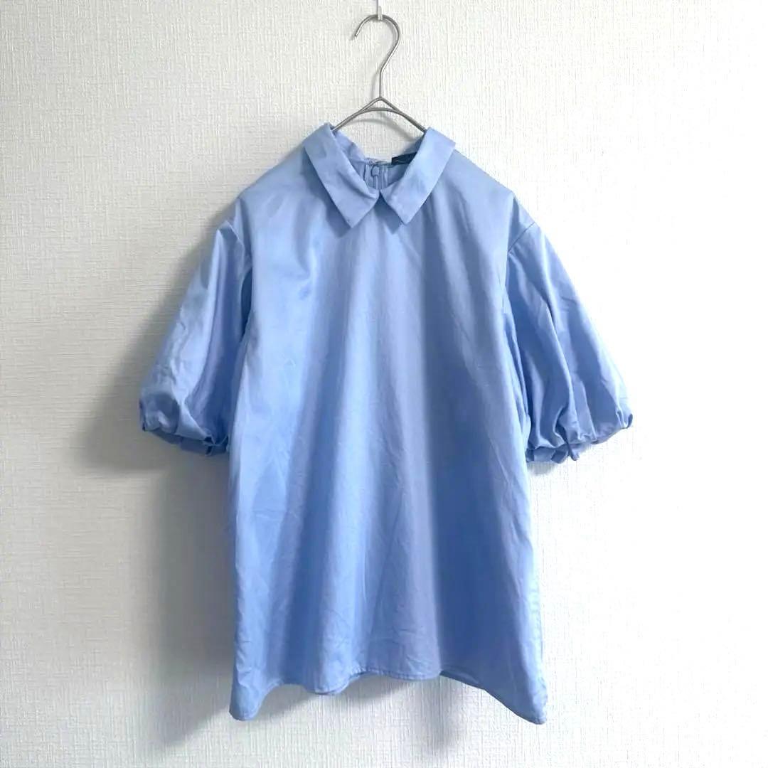 【訳有】YOKOCHAN 23年 バルーンスリーブポイントカラーコットンブラウス