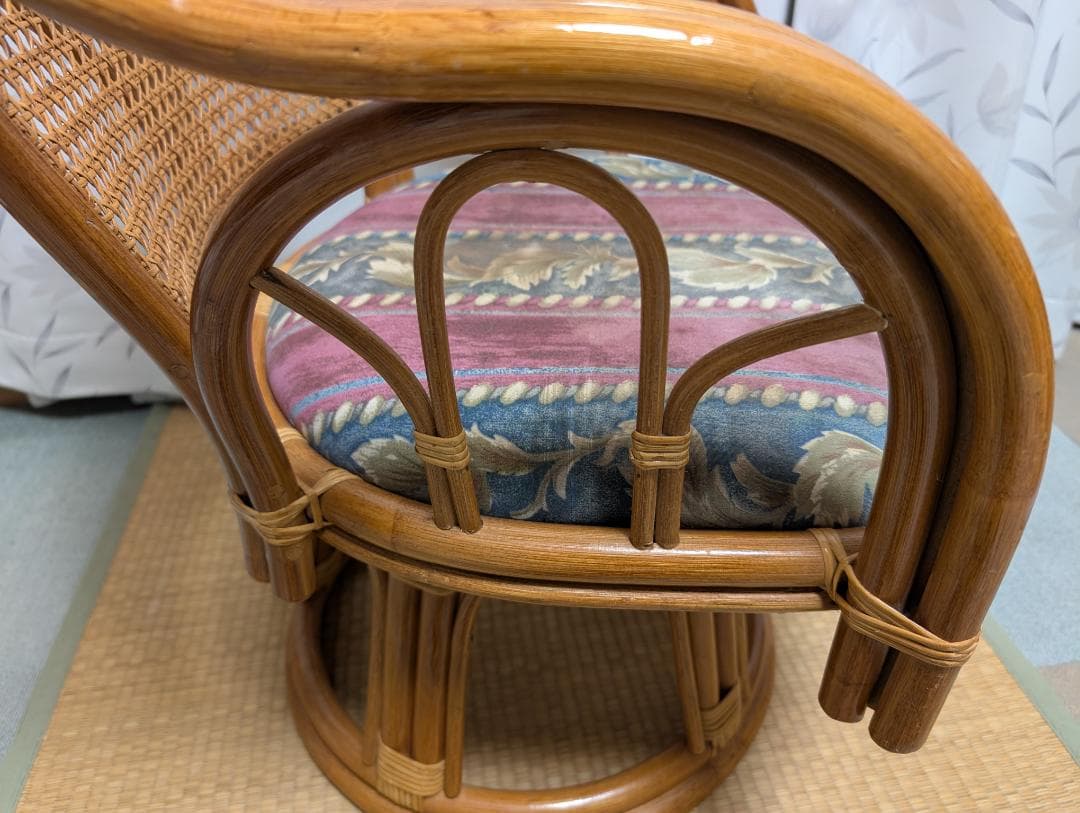 ラタン　藤　回転　椅子