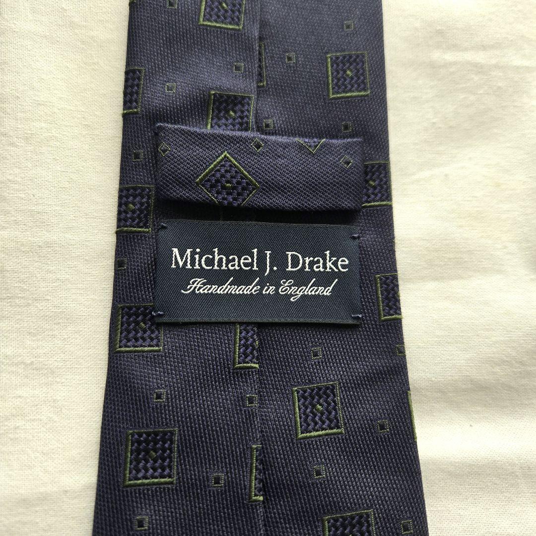 ニシ君様売約済　Drakes シルク ネクタイ ネイビー スクエア ドット