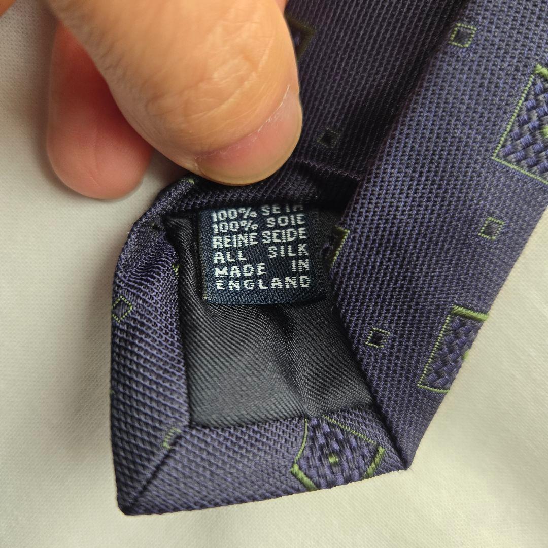 ニシ君様売約済　Drakes シルク ネクタイ ネイビー スクエア ドット