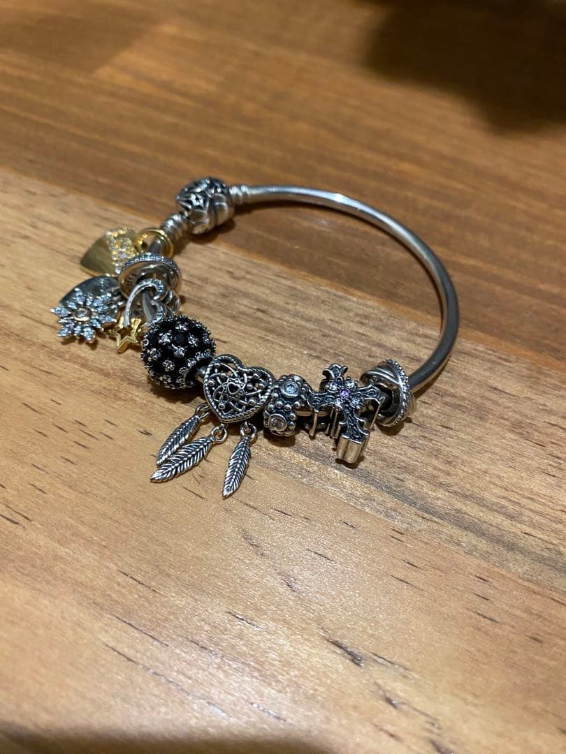 パンドラ　バングル　チャーム　ブレスレット　ハート　クロス　ドリームキャッチャー