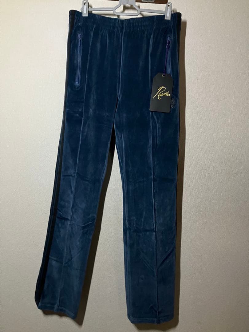 NEEDLES ナロートラックパンツ ベロア Blue