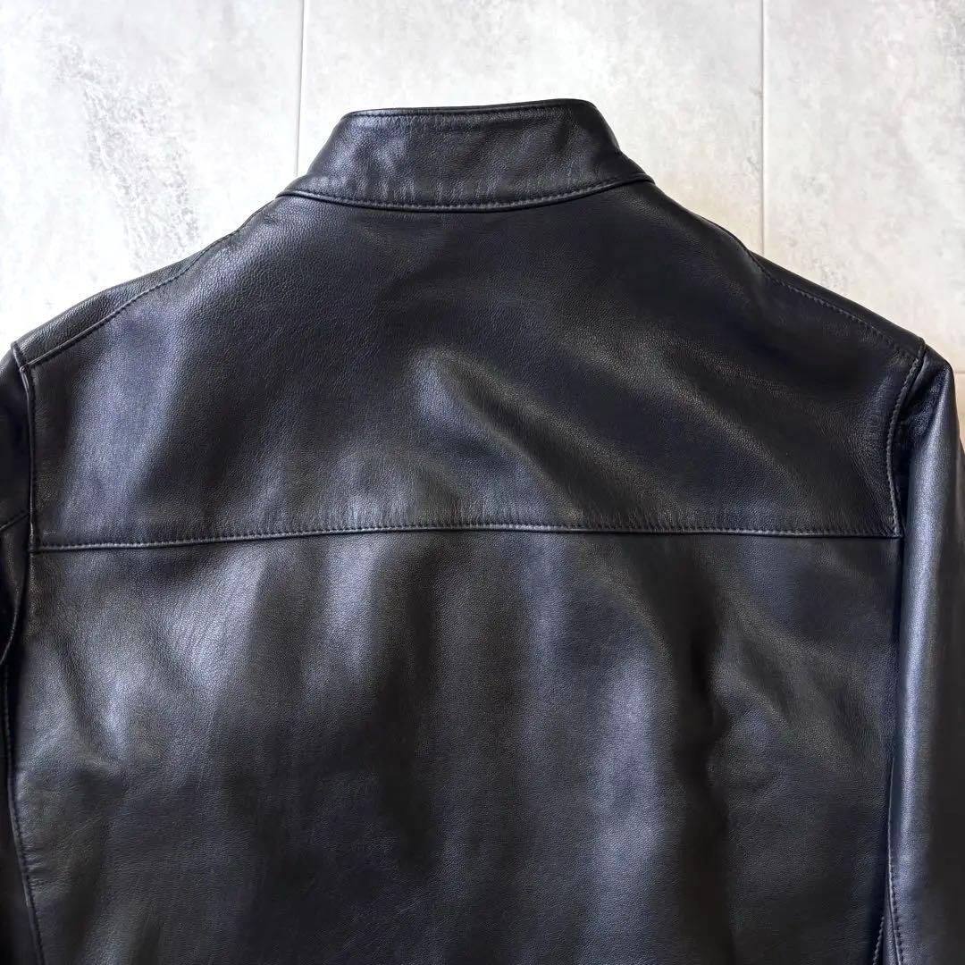【美品】チンクアンタ ラムレザーシングルライダースジャケット ブラック 46