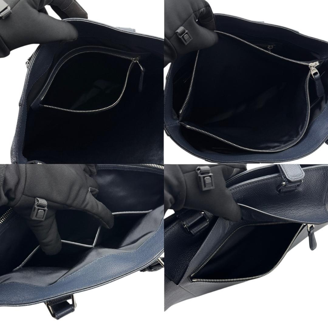 【未使用に近い】ダンヒル ベルグレイブ トートバッグ A4収納 レザー ネイビー