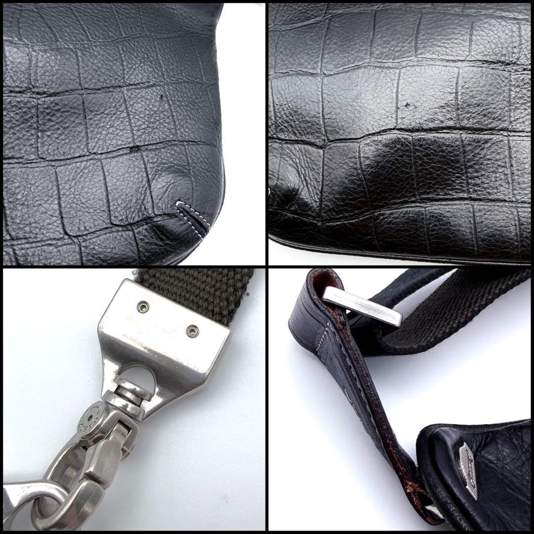 【極美品】aniary アニアリ　クロコ型押し　ボディバッグ　スリングバッグ