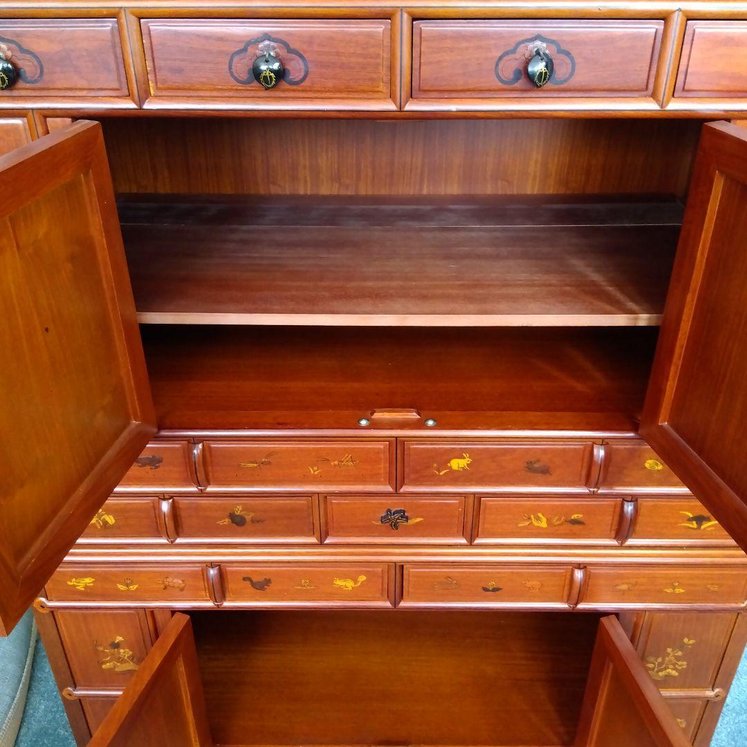 アンティーク　唐木　象嵌模様 花鳥図 李朝家具 李朝箪笥