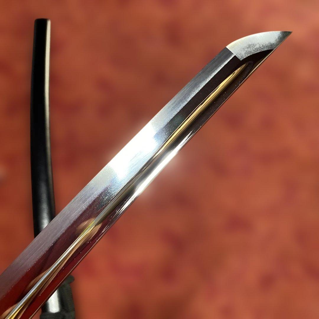 女性•少年向き高級居合刀(刀袋付) 黒柄 鶴羽透し丸鍔