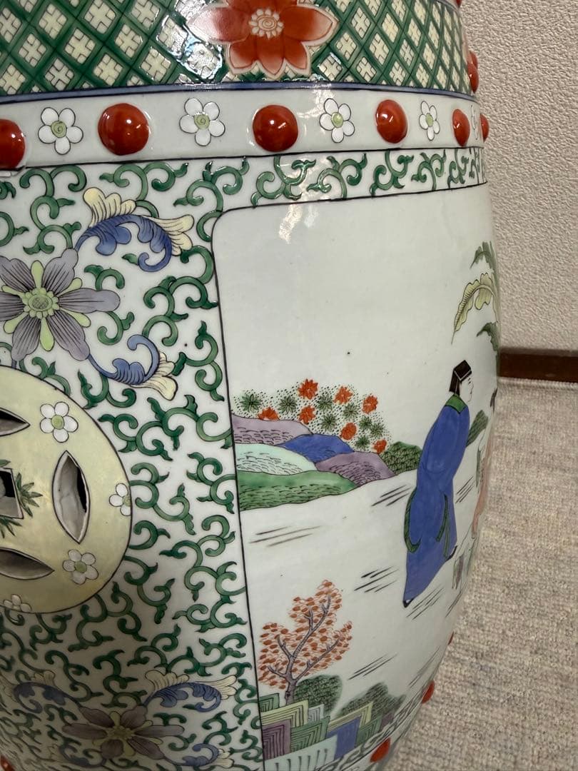 中国　粉彩人物圖　墩② 送料込み260206