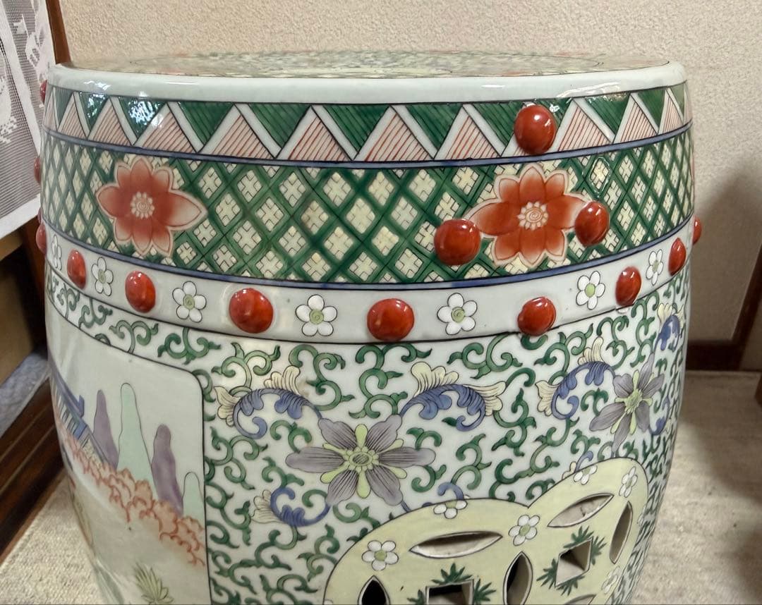 中国　粉彩人物圖　墩② 送料込み260206