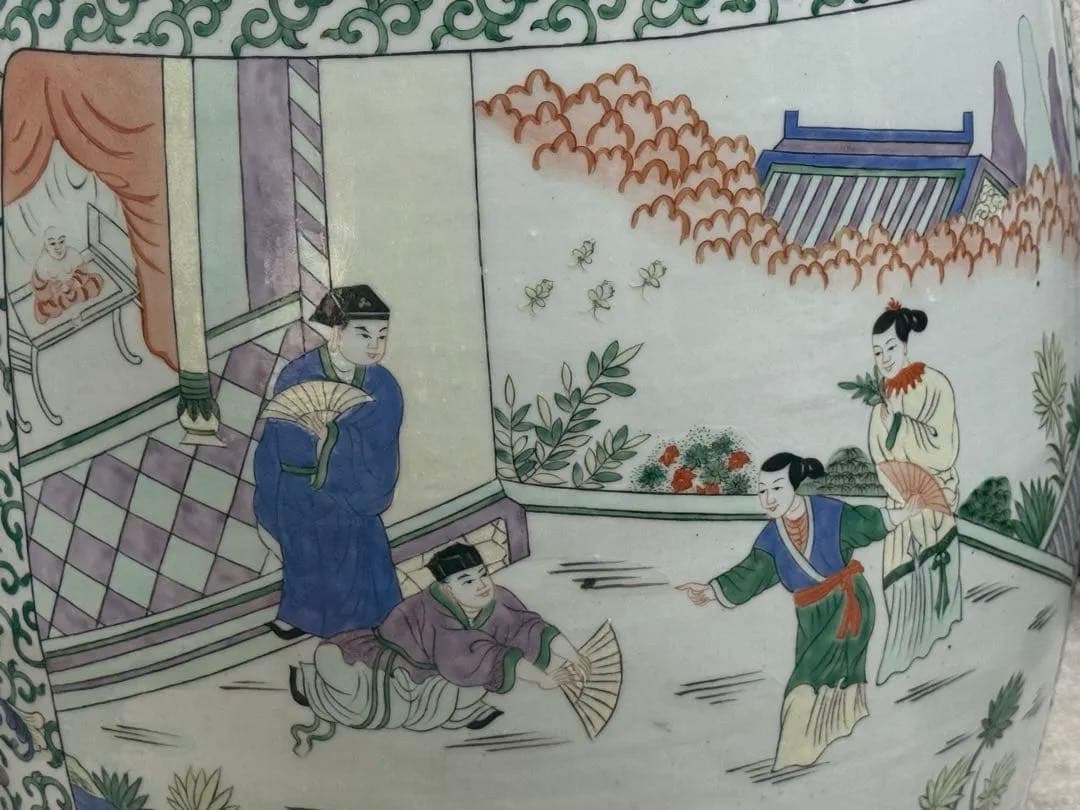 中国　粉彩人物圖　墩② 送料込み260206