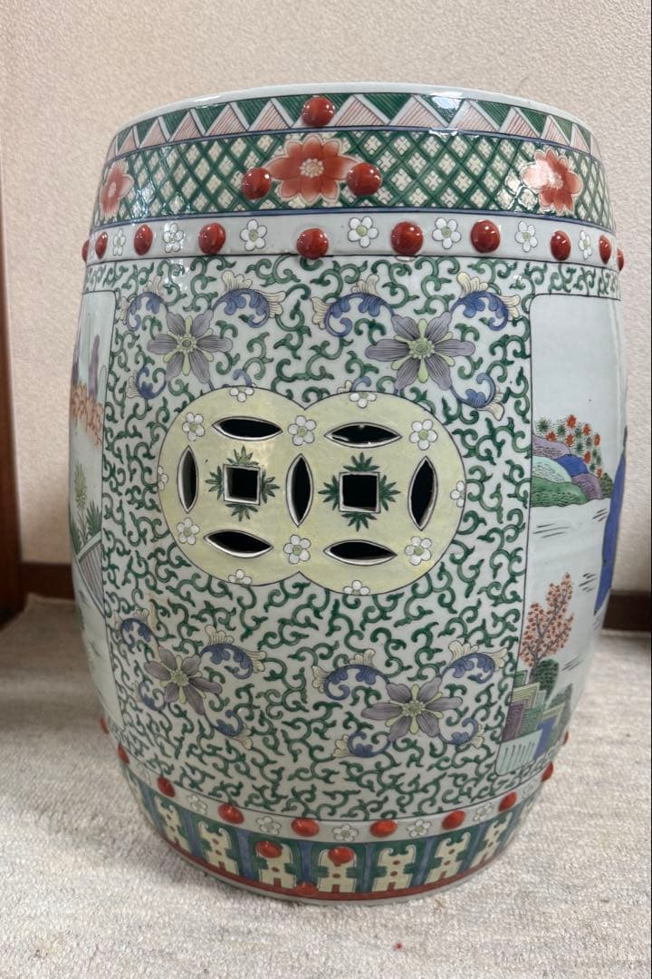 中国　粉彩人物圖　墩② 送料込み260206