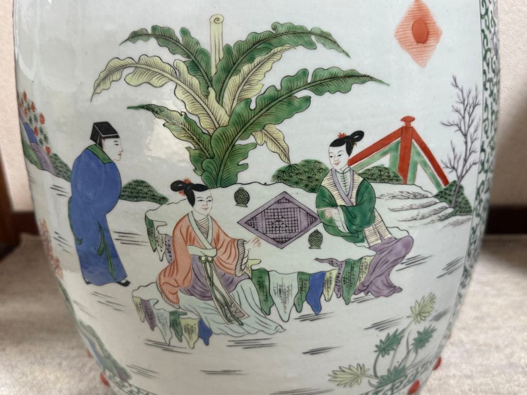 中国　粉彩人物圖　墩② 送料込み260206